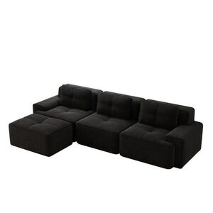 Modfu MODULÁRNA rohová pohovka z manšestru 293x177x69 cm čierna bez montáže s otomanom a hĺbkou sedu 74 cm vyobraziť
