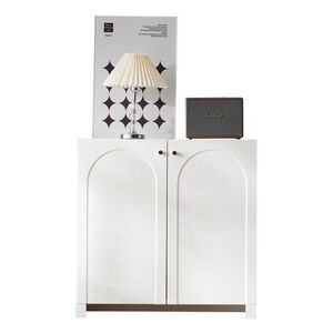 Modfu KOMODA z drevotriesky 80x40x80 cm biela s oblúkovým vzorom, zlatými úchytkami a úložným priestorom vyobraziť