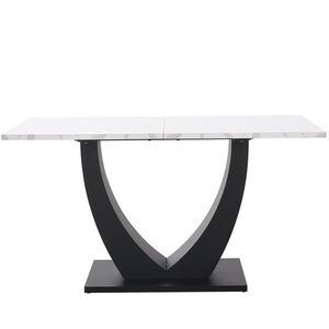 Modfu JEDÁLENSKÝ stôl z MDF a kovu 140x75x75, 5 cm bielo-čierny s mramorovým dekorom a nastaviteľnými nohami vyobraziť