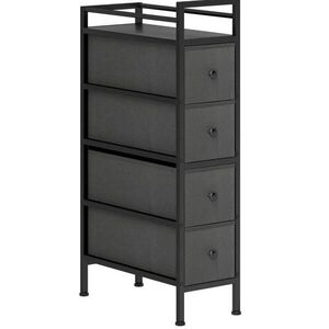 Modfu KOMODA z dreva 20x81, 5x43 cm čierna s 4 zásuvkami, oceľovým rámom a úzkym dizajnom vyobraziť