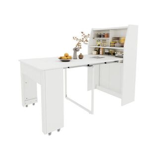 Modfu ROZKLADACÍ jedálenský stôl z drevotriesky 132, 5x80x120 cm biely s úložným priestorom a nastaviteľnou dĺžkou vyobraziť