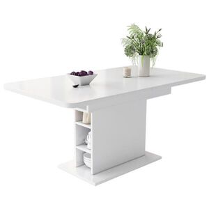 Modfu ROZKLADACÍ jedálenský stôl z drevotriesky a kovu 130x70x75 cm biely s úložným priestorom a rýchlou montážou vyobraziť