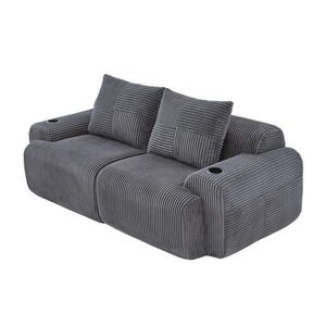 Modfu 2-MIESTNA pohovka z korduroja 200x99x80 cm tmavosivá s držiakom na pohár a bočným vreckom vyobraziť