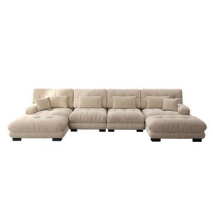 Modfu SEDACIA súprava z chenille 406x145x81 cm svetlá kávová s pohyblivými otomanmi, U/L/rovná zostava a cloud pohodlím vyobraziť