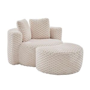 Modfu KRESLO z látky 129x116x65 cm béžové s taburetom, ergonomickým sediskom a bez montáže vyobraziť