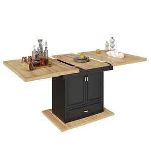 Modfu JEDÁLENSKÝ stôl z MDF a kovu 110x80x75 cm prírodná hnedá s výsuvnou doskou, úložným priestorom a stabilnou základňou vyobraziť