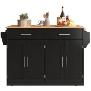 Modfu SERVÍROVACÍ vozík z MDF 120x71x91, 5 cm čierna/prírodná so sklopnou doskou, kolieskami a vymeniteľnými drevenými nohami vyobraziť