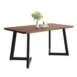 Modfu JEDÁLENSKÝ stôl z MDF 117x68x75 cm čierny/orechový s kovovou konštrukciou a drevodekorom vyobraziť