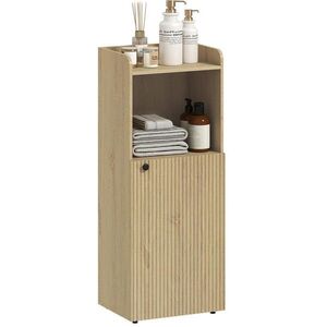 Modfu KÚPEĽŇOVÁ skrinka z dreva 40x31x104 cm dubová s nastaviteľnou policou a otvoreným úložným priestorom vyobraziť