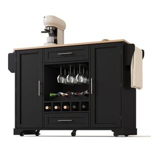 Modfu KUCHYNSKÝ vozík z MDF 138x70x92 cm čierna/prírodná s výklopnou pracovnou doskou, úložným priestorom a kolieskami vyobraziť