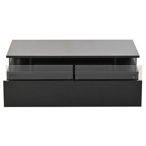 OKWISH KONFERENČNÝ stolík 90/45/35, 5 cm čierny z MDF, drevotriesky a tvrdeného skla s LED, táckou a 2 zásuvkami vyobraziť