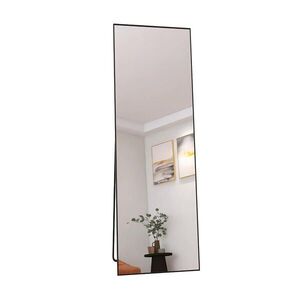 STOJACE zrkadlo 150x40 cm – voľne stojace a na stenu, hliníková zliatina, čierna vyobraziť
