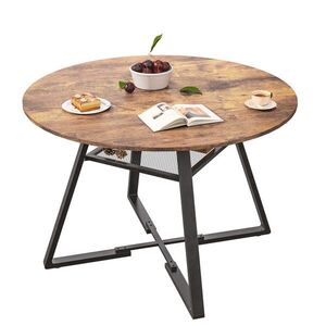 SHOPENTRA JEDÁLENSKÝ stôl, okrúhly, 120 cm, drevený, čierny, industriálny štýl vyobraziť