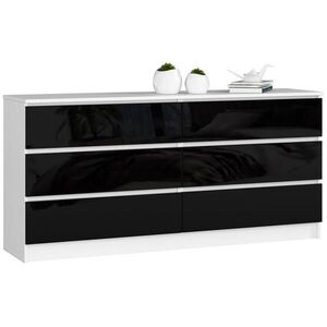 RAUMHIRSCH FURNITURE KOMODA Biela, Čierna lesklá 77/160/40 vyobraziť