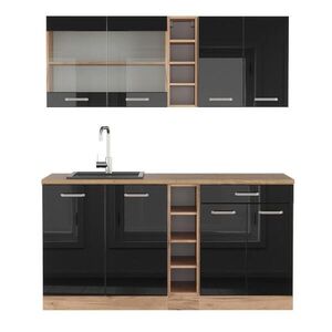Vicco JEDNOLÔŽKOVÁ KUCHYŇA R-Line Čierny vysoký lesk/dub Goldkraft 160 cm bez pracovnej dosky vyobraziť