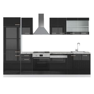 Vicco KUCHYNKA R-Line Čierna vysoký lesk/biela 300 cm s pracovnou doskou vyobraziť
