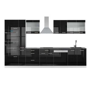 Vicco KUCHYNSKÝ KÚT R-Line Čierna vysoký lesk/biela 350 cm s vysokou skrinkou, AP antracit vyobraziť