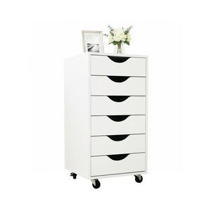 Relaxdays KONTEJNER Biely na kolieskach 6 zásuviek MDF 78 cm vyobraziť
