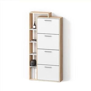 Livinity® STOJAN NA TOPÁNKY Ortello Biela/Sonoma 80 x 166.1 cm so 4 priehradkami vyobraziť