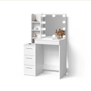 Livinity® TOALETNÝ STOLÍK Ivera, biely, 79.9 cm so zrkadlom a LED svetelnou reťazou vyobraziť