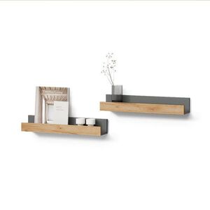 Livinity® NÁSTENNÁ POLICA Lorena Antracit/zlatý dub 60 x 10 cm Sada 2 ks vyobraziť