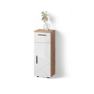 Livinity® MIDI SKRINKA Ronco Biely vysoký lesk/dub Goldkraft 30 x 81 cm vyobraziť