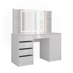 Vicco TOALETNÝ STOLÍK Sherry, biely/Biely vysoký lesk, 128.2 cm so zrkadlom LED vyobraziť