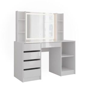 Vicco TOALETNÝ STOLÍK Sherry, biely/Biely vysoký lesk, 128.2 cm so zrkadlom LED vyobraziť
