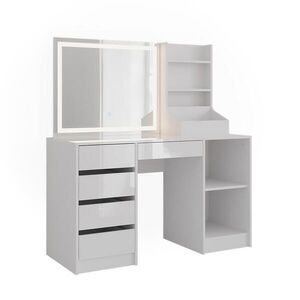 Vicco TOALETNÝ STOLÍK Sherry, biely/Biely vysoký lesk, 128.2 cm so zrkadlom LED vyobraziť