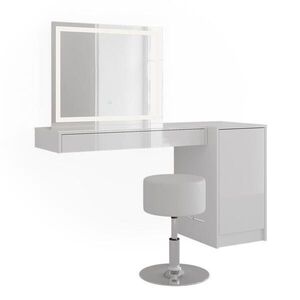 Vicco TOALETNÝ STOLÍK Sherry, biely, 140.2 cm s LED zrkadlom, taburetkou a modulom s dvierkami vyobraziť