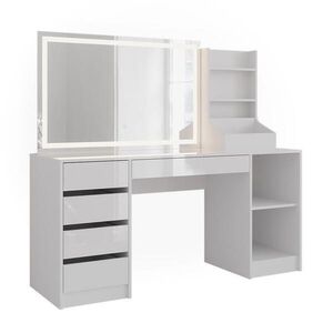 Vicco TOALETNÝ STOLÍK Sherry, biely/Biely vysoký lesk, 158.2 cm so zrkadlom LED vyobraziť