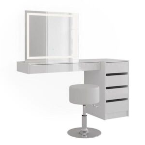 Vicco TOALETNÝ STOLÍK Sherry, biely, 140.2 cm s LED zrkadlom, taburetkou a zásuvkovou skrinkou vyobraziť