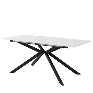 OKWISH JEDÁLENSKÝ stôl 150–180/70/76 cm čierno-biely rozkladací s krížovou podnožou z MDF vyobraziť