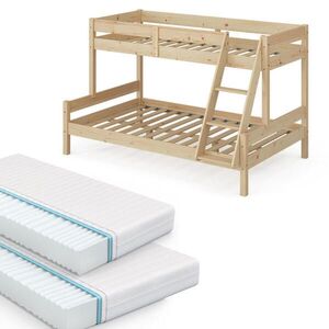 VitaliSpa POSCHODOVÁ POSTEĽ Everest Prírodné drevo 120x200 / 80x200 cm s 2 matracmi vyobraziť