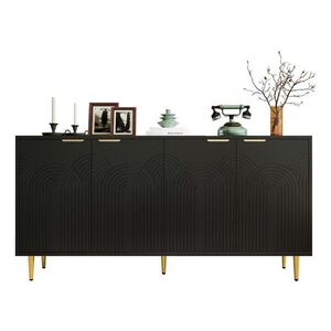 Modfu KOMODA z MDF a drevotriesky 160x40x80 cm čierna so 4 dvierkami, soft-close pántmi a nastaviteľnými policami vyobraziť