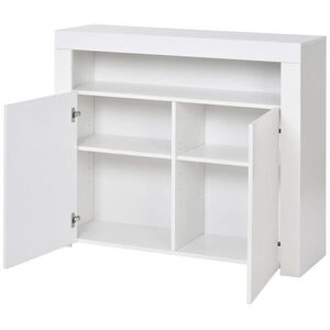 Modfu KOMODA z laminovanej dosky 108x40x92 cm biela s LED osvetlením, USB portom a vysokým leskom vyobraziť