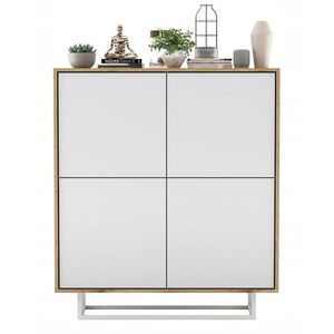 Meble Lindner KOMODA Apollo 4D dub Wotan / biela matná 113 cm s kovovým rámom vyobraziť