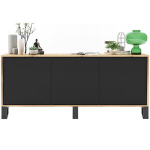 Meble Lindner KOMODA Apollo 3D dub Wotan / čierna matná 168 cm s kovovými nohami vyobraziť