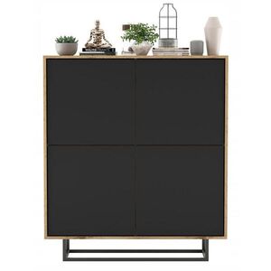 Meble Lindner KOMODA Apollo 4D dub Wotan / čierna matná 113 cm s kovovým rámom vyobraziť