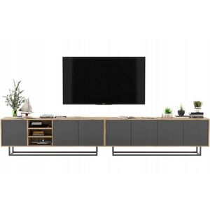 Meble Lindner SET 2 TV stolíkov Apollo dub Wotan / grafit matný 300 cm s kovovým rámom vyobraziť