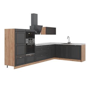 Vicco ROHOVÁ KUCHYŇA Fame-Line, Antracitovo-zlatý vidiecky dom/Dub Goldkraft, 347 x 207 cm, AP Marble vyobraziť