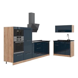 Vicco KUCHYŇA Fame-Line, Tmavo modrá vysoký lesk/Dub Goldkraft, 380 cm, AP Antracit vyobraziť