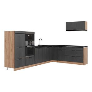 Vicco ROHOVÁ KUCHYŇA Fame-Line, Tmavo-sivá/Dub Goldkraft, 327 x 227 cm bez pracovnej dosky vyobraziť