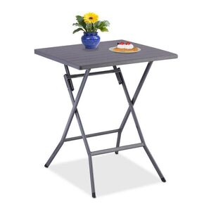 Relaxdays STÔL Sivý skladací oceľ plast vzhľad dreva 62x62 cm vyobraziť