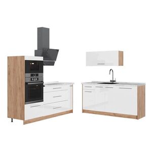 Vicco KUCHYŇA Fame-Line, Biely vysoký lesk/Dub Goldkraft, 340 cm, AP Marble vyobraziť