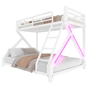 STILVORA POSCHODOVÁ POSTEĽ 90/200+140/200 cm biela s LED, bezpečnostným zábradlím a rebríkom vyobraziť