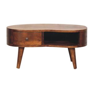 Artisan Furniture MINI konferenčný stolík z masívneho dreva Chestnut Wave, 1 zásuvka a otvorená priehradka, tmavohnedý vyobraziť