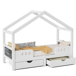OKWISH DOMČEKOVÁ posteľ 90/200 cm biela s 2 zásuvkami a tabuľou z dreva a MDF vyobraziť