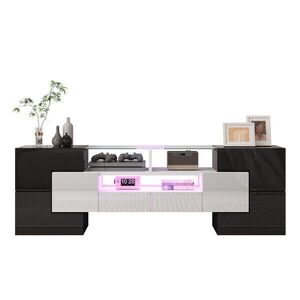 OKWISH TV stolík 145/30/51 cm bielo-čierny s LED osvetlením z MDF a drevotriesky vyobraziť