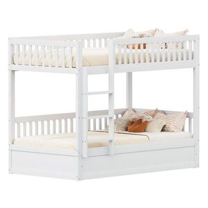 OKWISH POSCHODOVÁ posteľ 90/200 cm biela z masívneho dreva s hydraulickým úložným priestorom vyobraziť